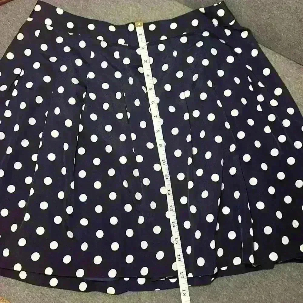 J. Crew Navy/Cream Polka Dot Pleated Midi Skirt. Lined. Women’s Size 2